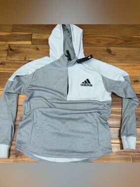 adidas Gray & White Colorblock Pullover Hoodie